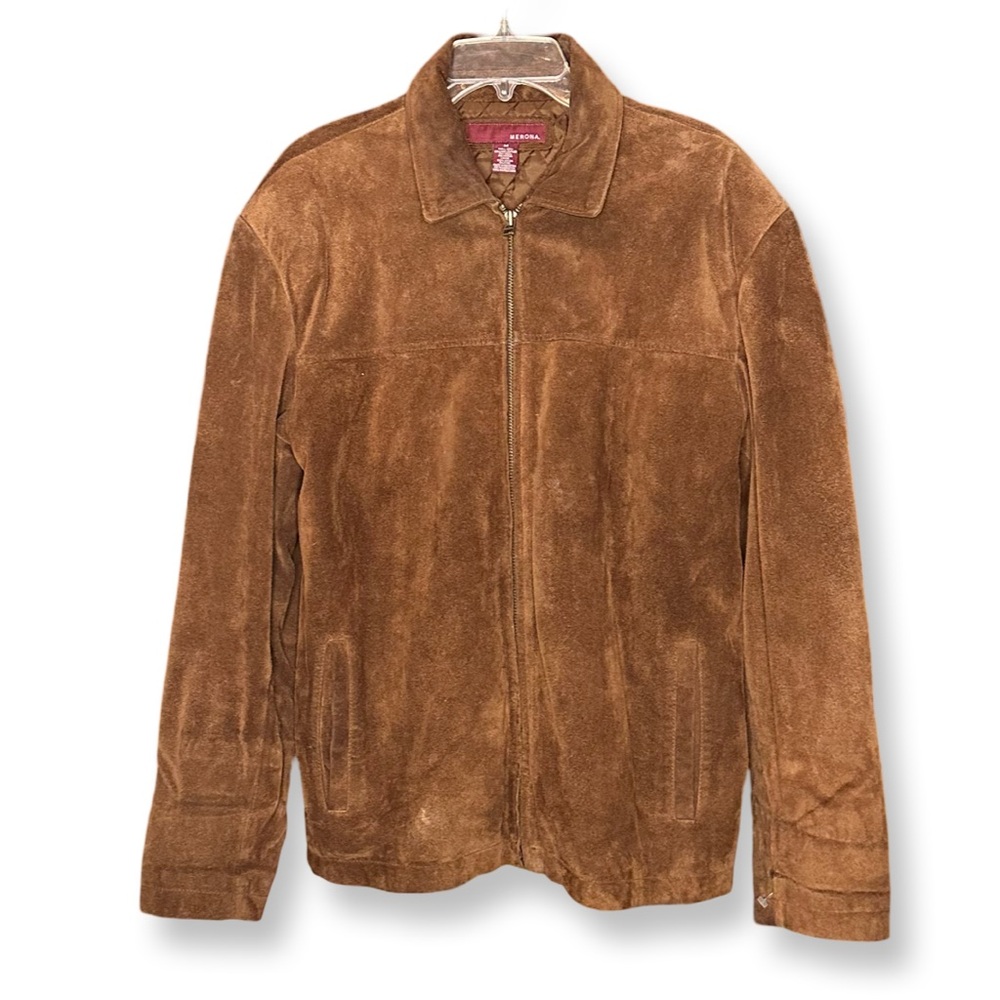 Merona Brown Suede Zip Up Jacket Men’s Sz M